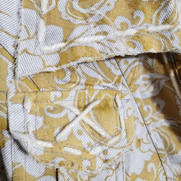 Nick & Mo floral print tie waist ruffle trim button front jacket woman's size L - Picture 14 of 15